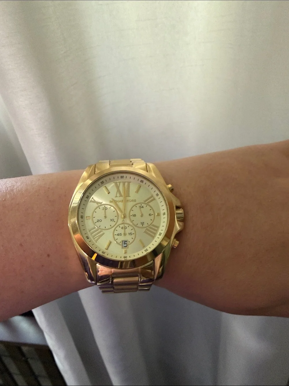 Michael Kors Gold and Cream Women's Chronograph Bracelet Watch